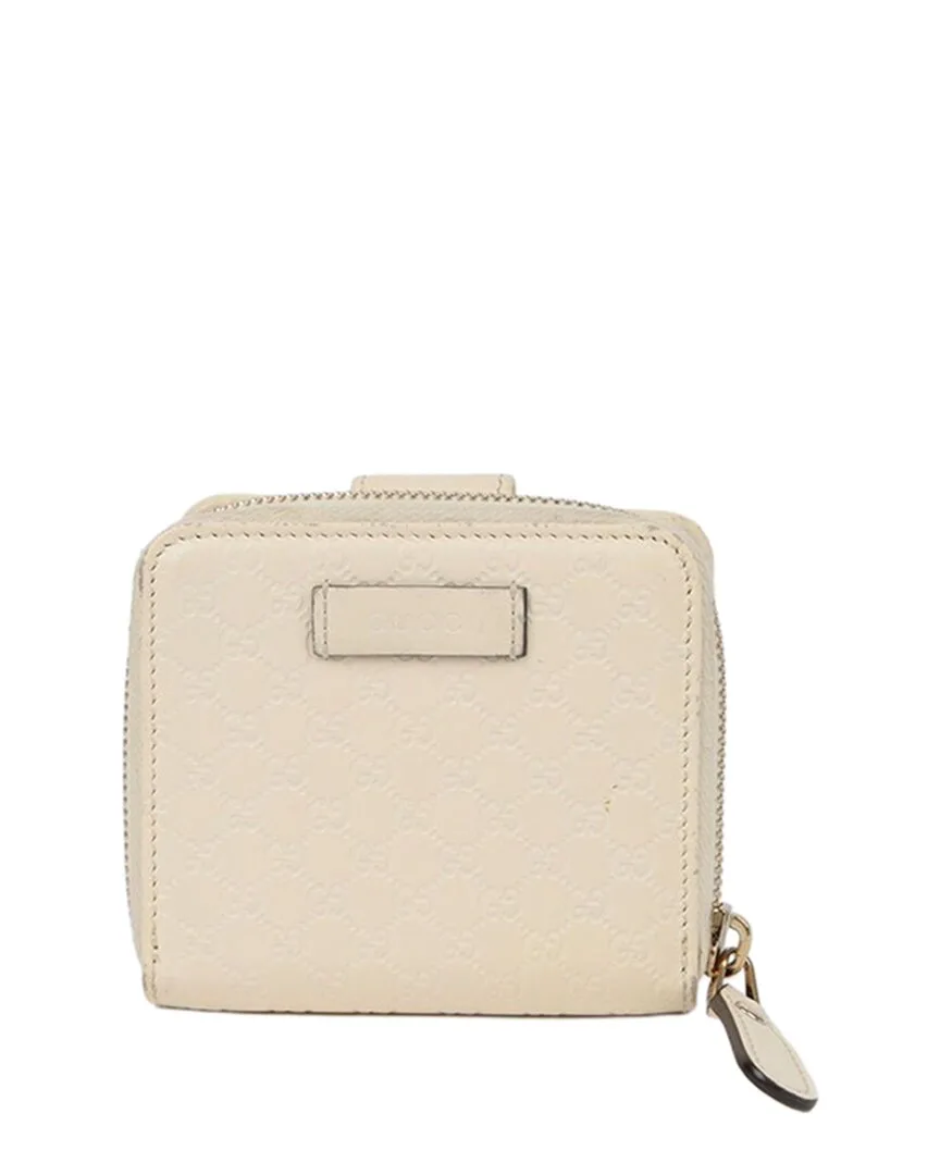 White Micro Guccissima Leather Zipper Coin Wallet (authentic Pre-Loved) by Gucci
