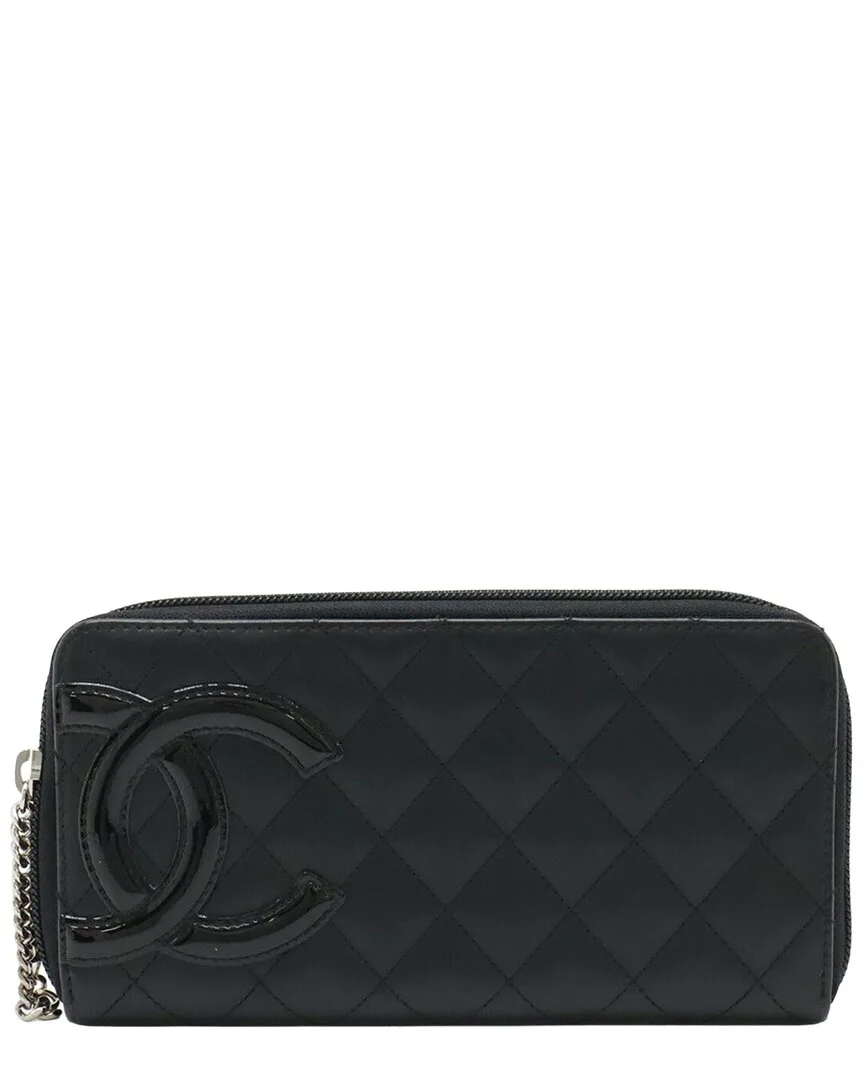 Black Enamel Cambon Line Zip-Around Wallet (authentic Pre-Loved) by CHANEL