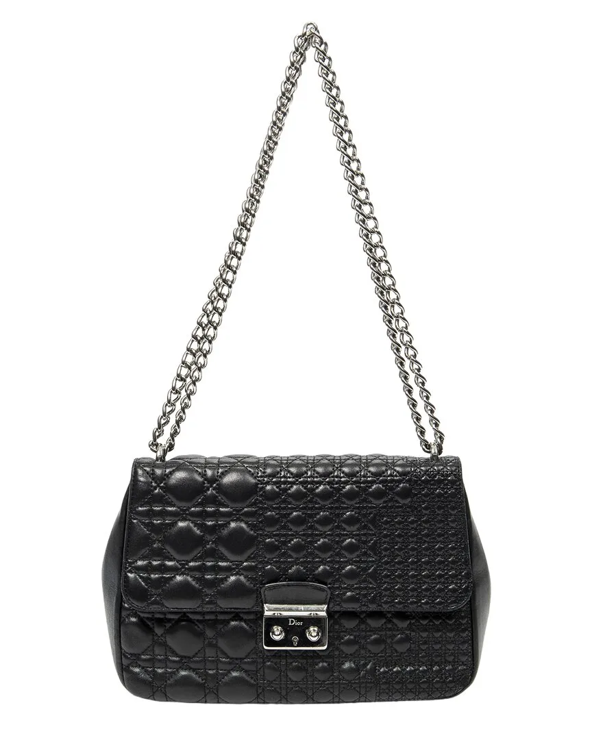 Black Cannage Lambskin Leather Medium Miss Dior Flap (authentic Pre-Loved) by Dior