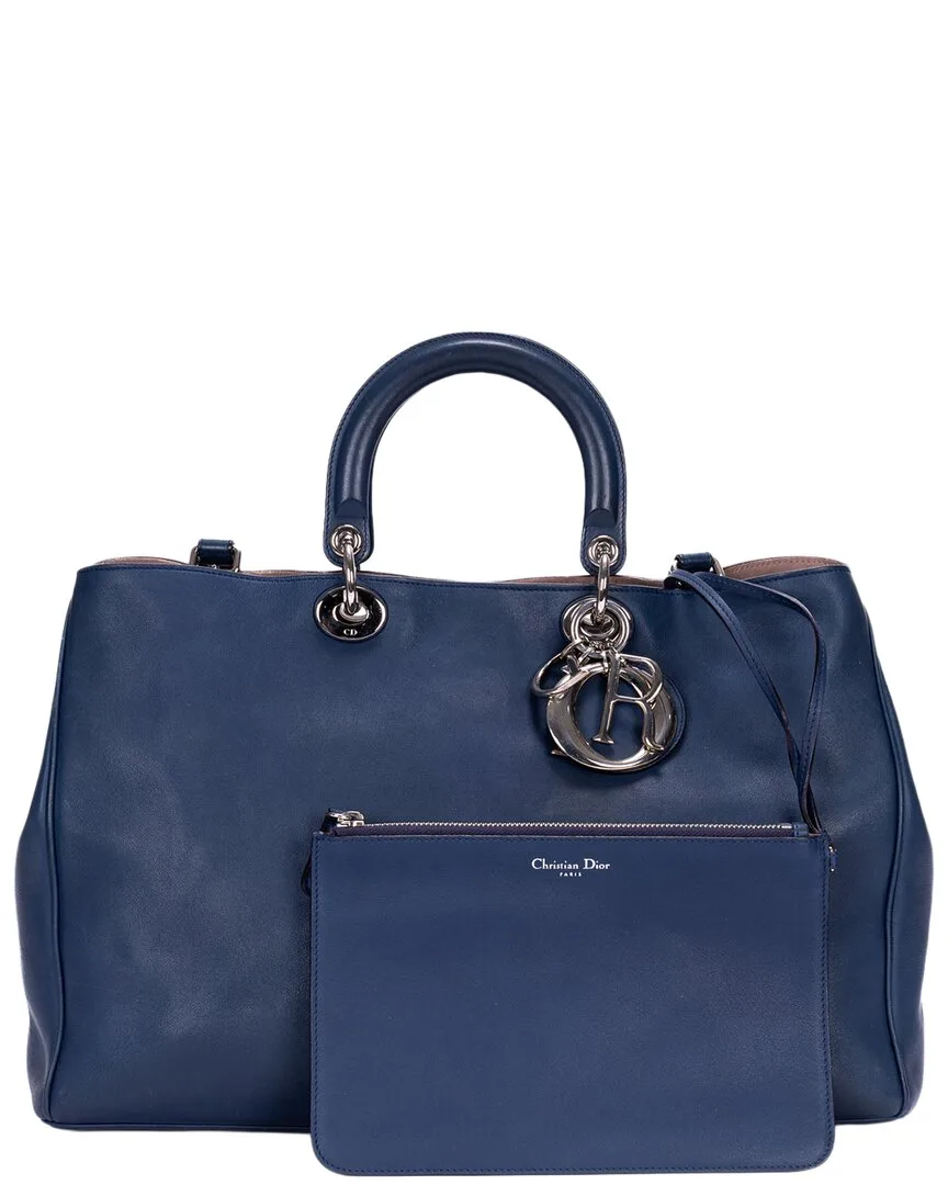 Blue Soft Calfskin Leather Diorissimo Tote (authentic Pre-Loved) by Dior