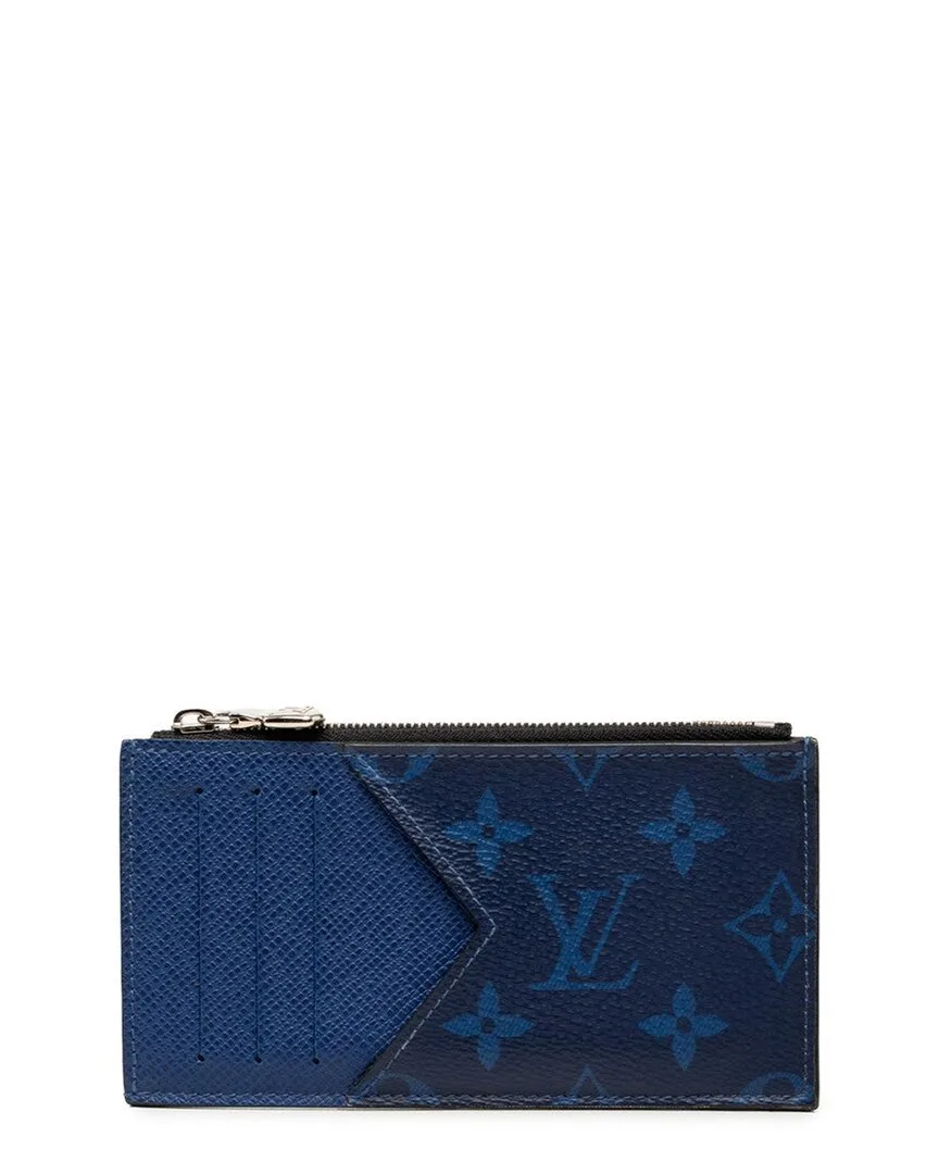 Blue Coated Canvas Coin Card Holder (authentic Pre-Loved) by Louis Vuitton