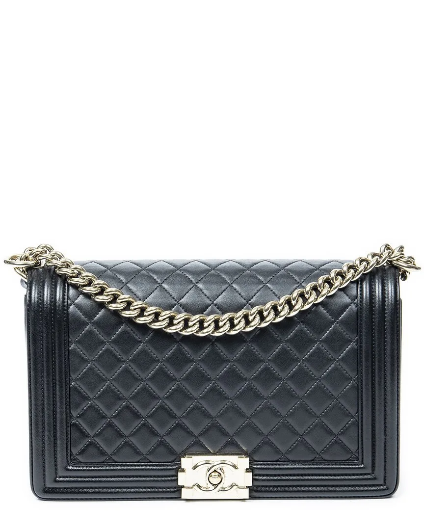 Black Quilted Lambskin Leather New Medium Boy Flap (authentic Pre-Loved) by CHANEL