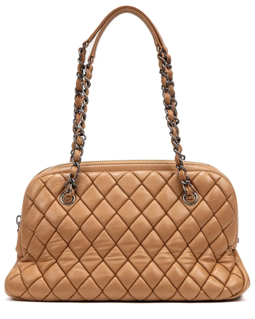 Tan Quilted Lambskin Leather Cc Dome Bag (authentic Pre-Loved) by CHANEL