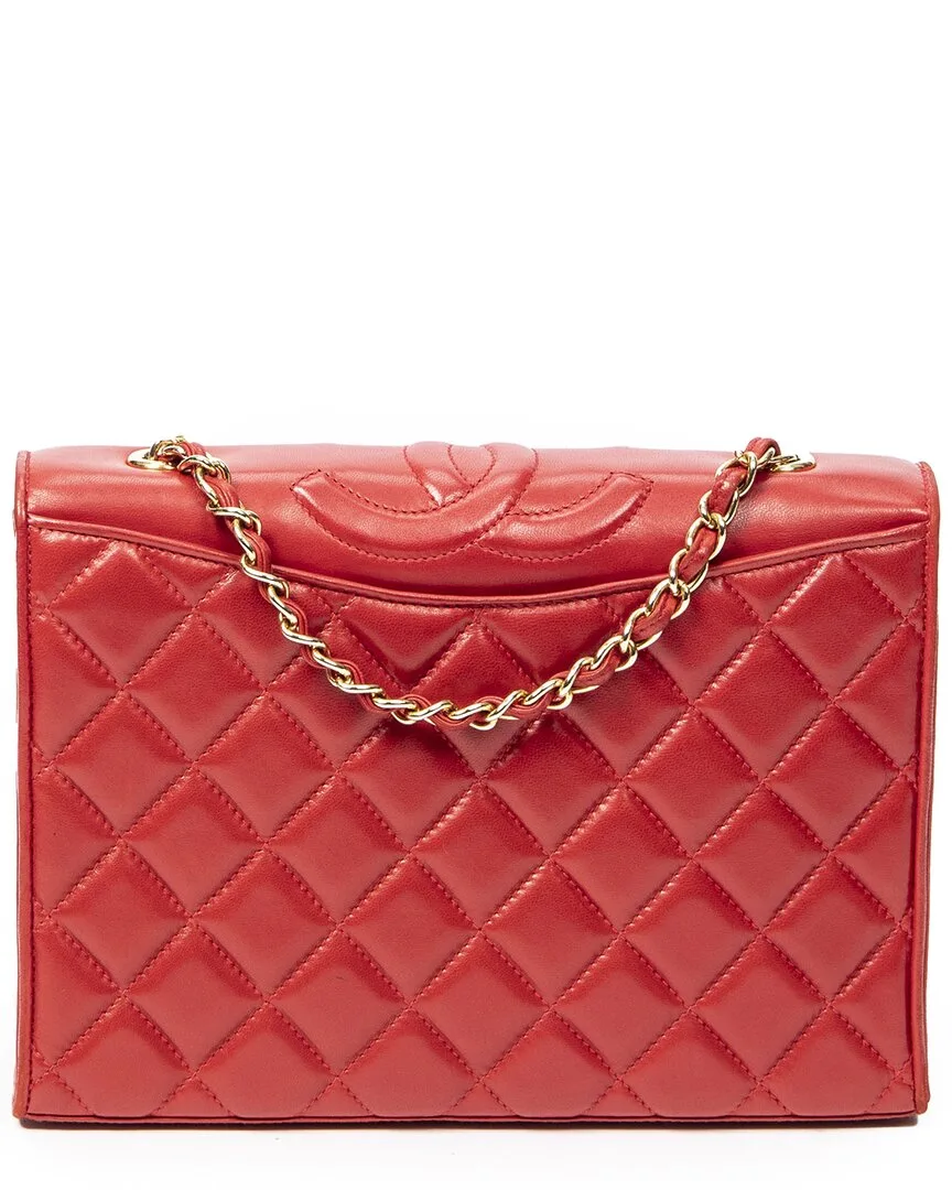 Black Quilted Lambskin Leather Top Cc Chain Flap (authentic Pre-Loved) by CHANEL