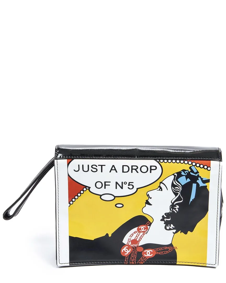 Black & White & Yellow Patent Leather Ltd. Ed. Just a Drop of No. 5 Clutch (authentic Pre-Loved) by CHANEL