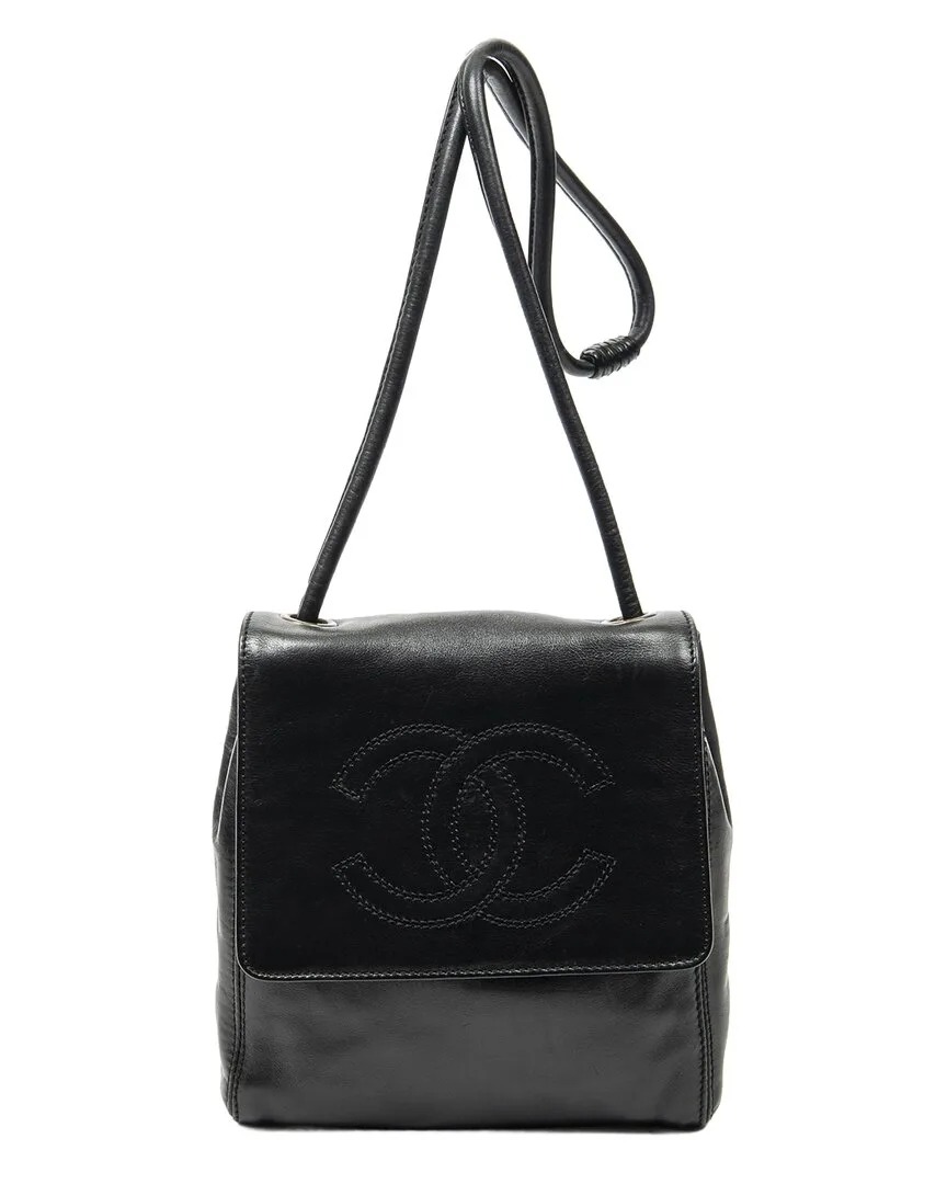 Black Lambskin Leather Cc Flap Shoulder Bag (authentic Pre-Loved) by CHANEL