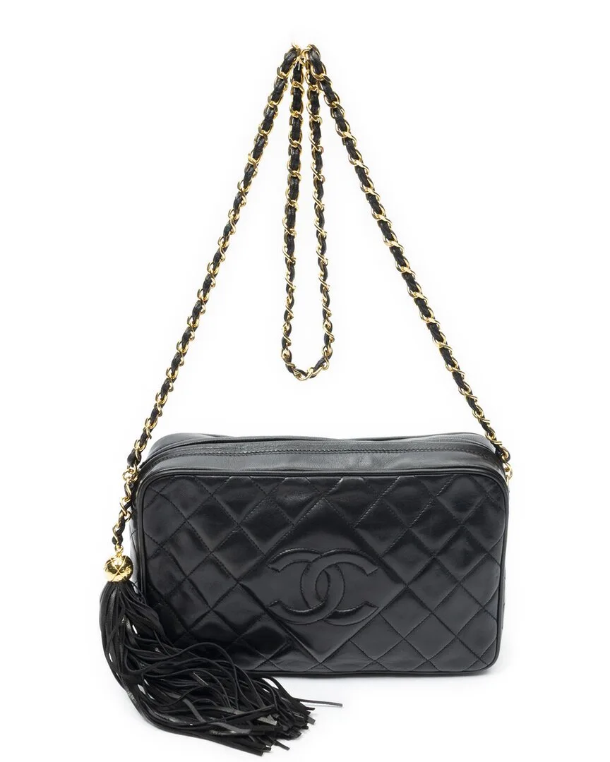 Black Quilted Lambskin Leather Cc Tassel Camera Crossbody (authentic Pre-Loved) by CHANEL