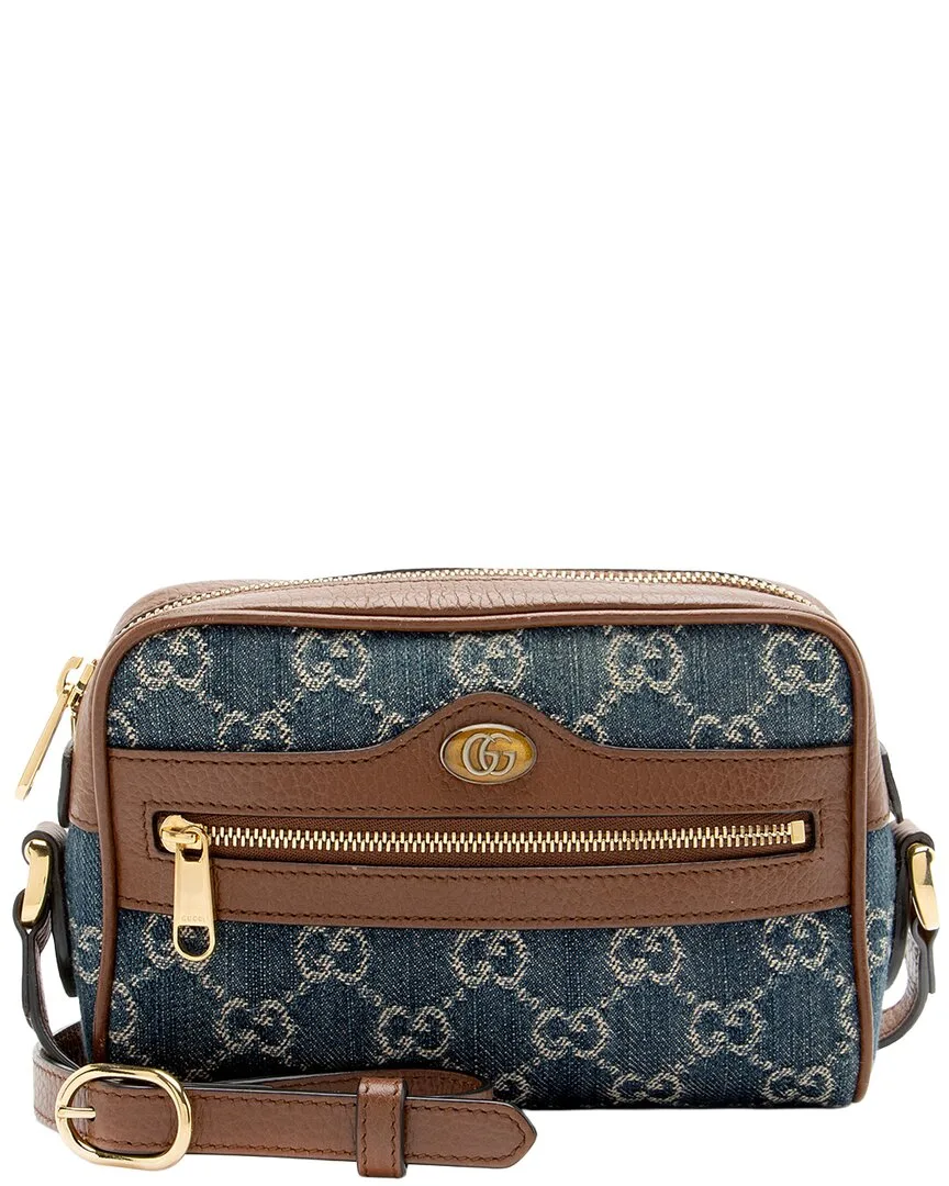 Blue & Brown Gg Denim & Leather Ophidia Mini Shoulder Bag (authentic Pre-Loved) by Gucci