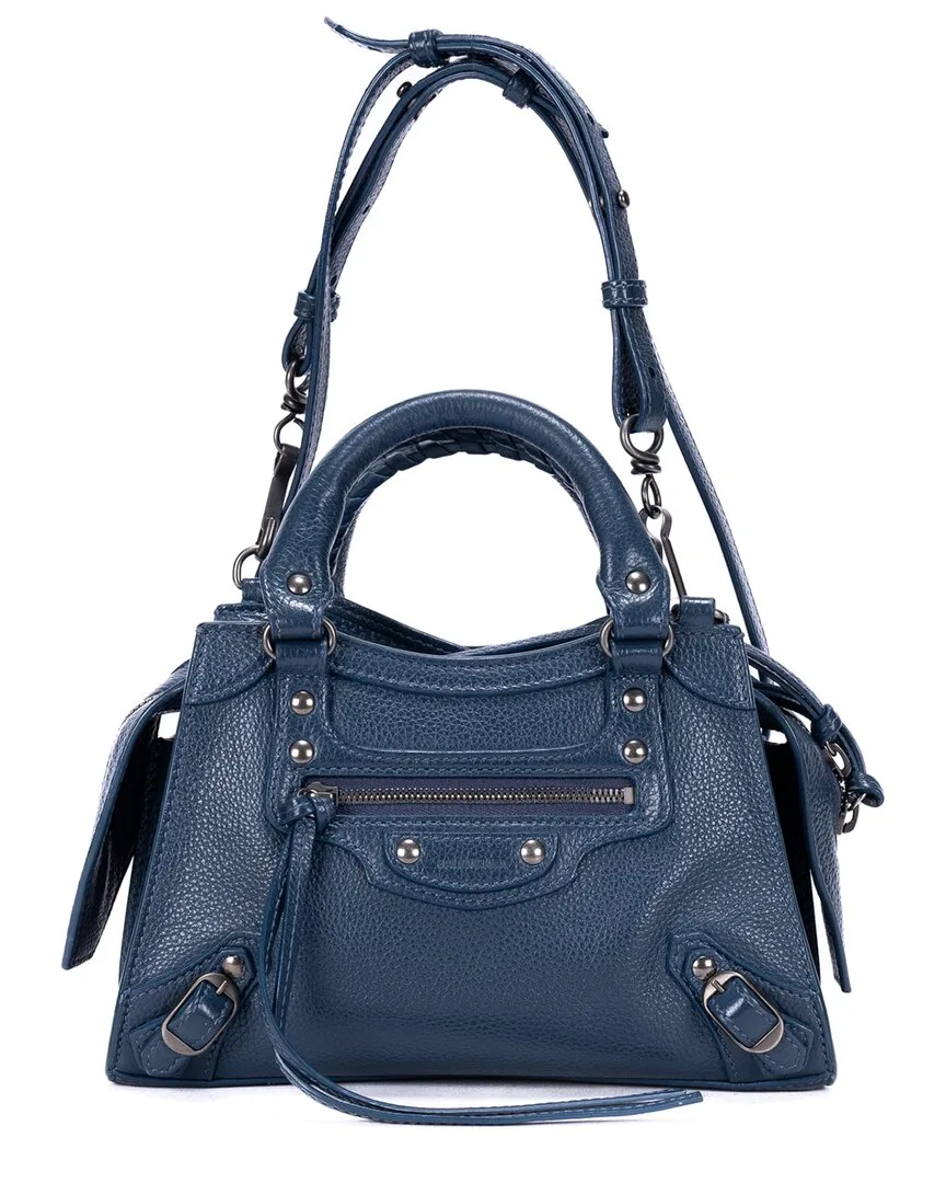 Navy Grained Calfskin Leather Neo Classic City Top Handle (authentic Pre-Loved) by Balenciaga