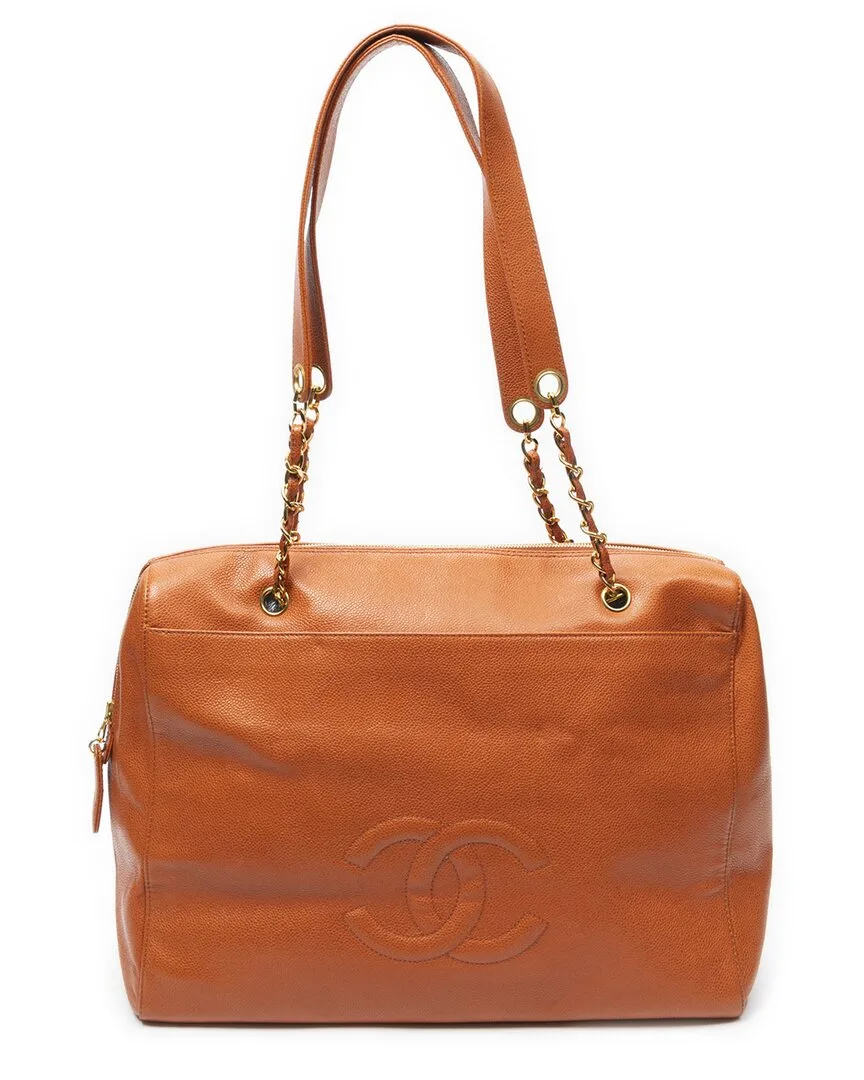Orange Caviar Leather Cc Chain Boston (authentic Pre-Loved) by CHANEL