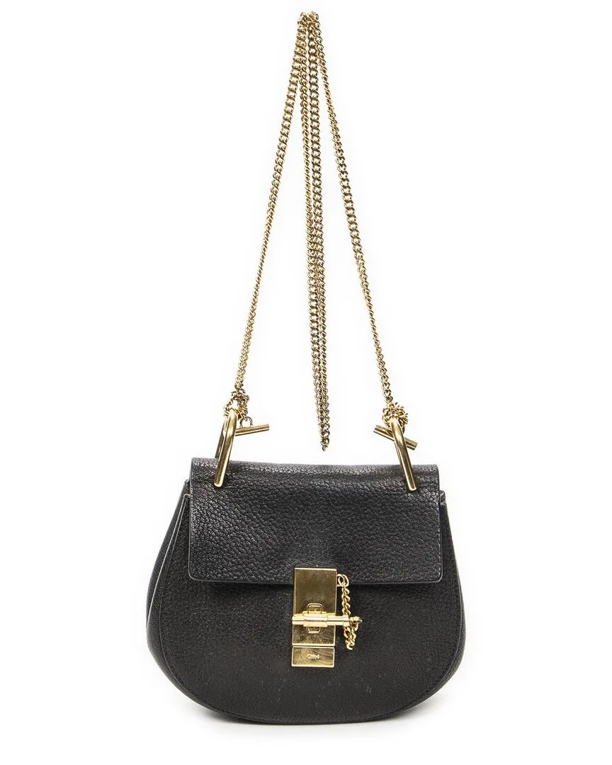 Black Grained Calfskin Leather Mini Drew (authentic Pre-Loved) by Chloé