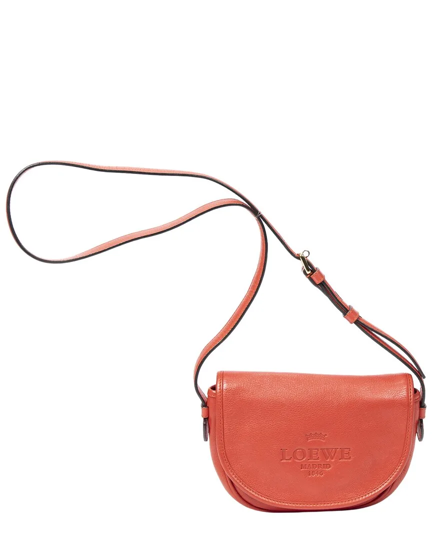 Orange Grained Calfskin Leather Mini Heritage Flap Crossbody (authentic Pre-Loved) by LOEWE