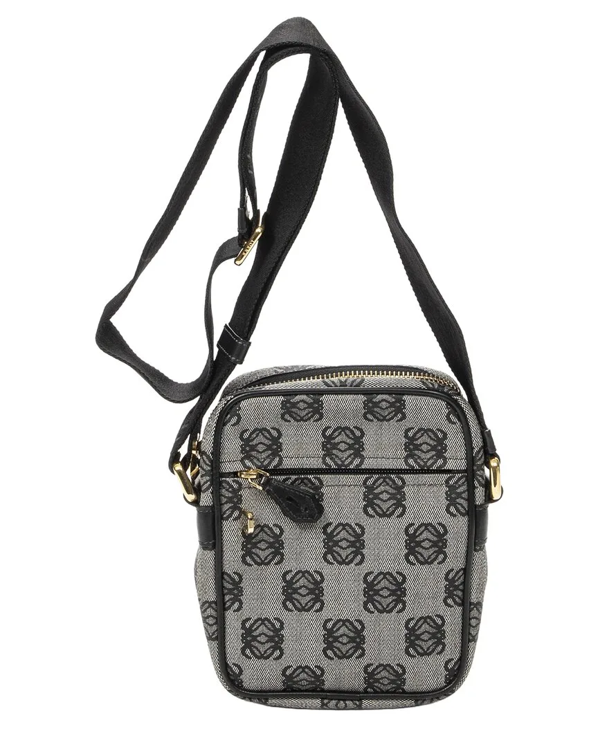 Black & Grey Anagram Print Coated Canvas Small Messenger Crossbody (authentic Pre-Loved) by LOEWE