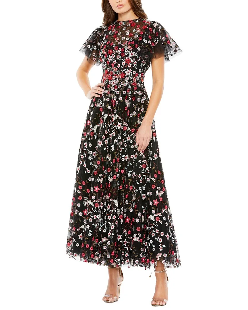 Mac Duggal Embellished Butterfly Tea Length A-Line Dress by M.A.C.