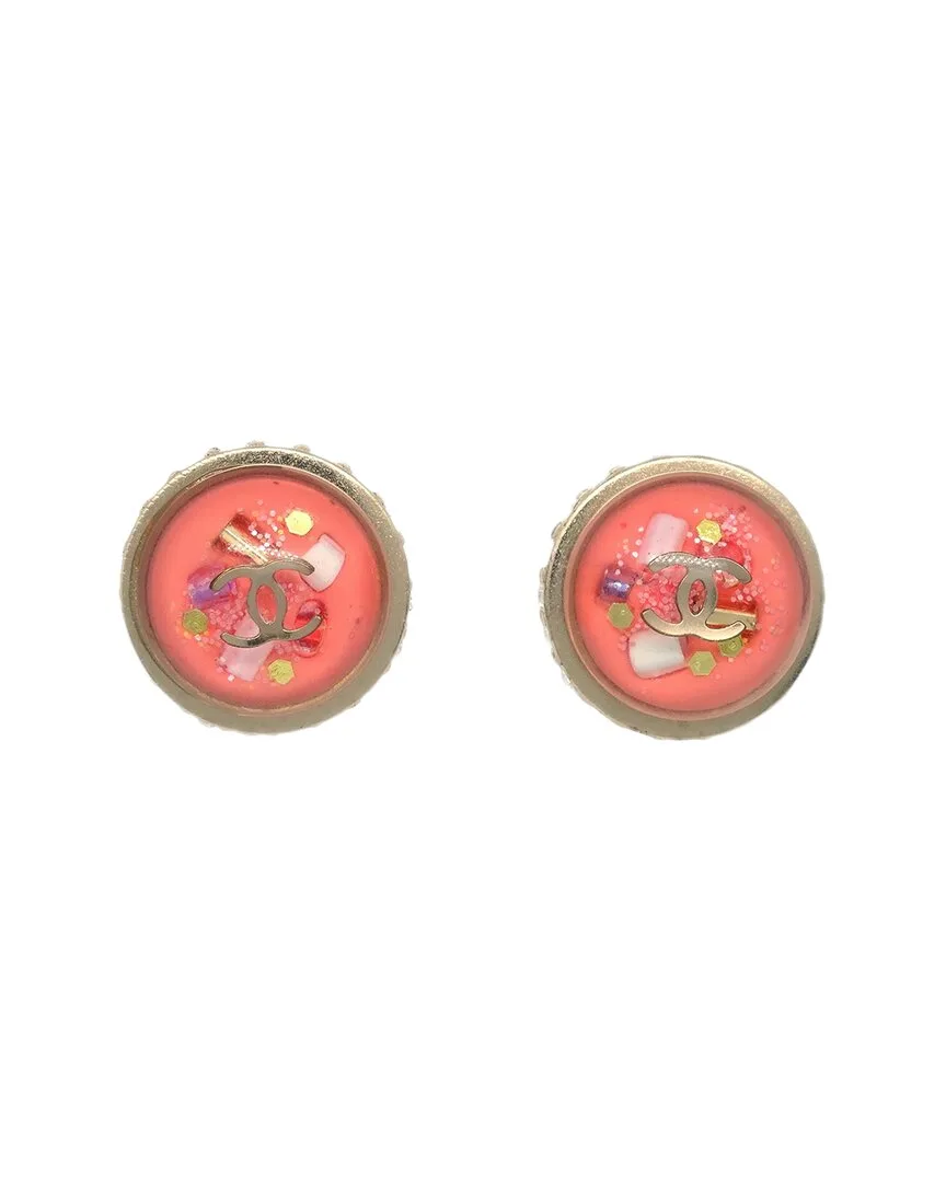 Cc Logo Button Stud Earrings (authentic Pre-Loved) by CHANEL