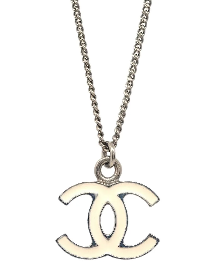 Silver Plated Cc Logo Pendant Necklace (authentic Pre-Loved) by CHANEL