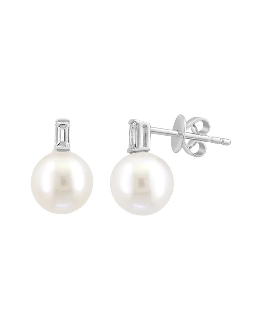 14K 0.11 ct. tw. Diamond & 7Mm Pearl Earrings by Effy Fine Jewelry
