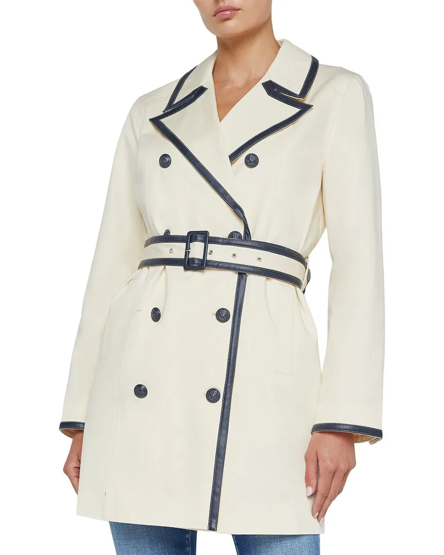 Toru Leather Trim Trench Coat by L'AGENCE