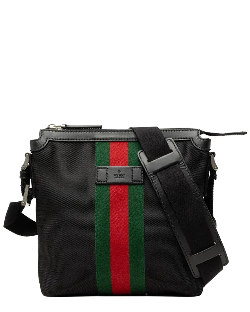Black Canvas Sherry Line Crossbody Shoulder Bag (authentic Pre-Loved) by Gucci