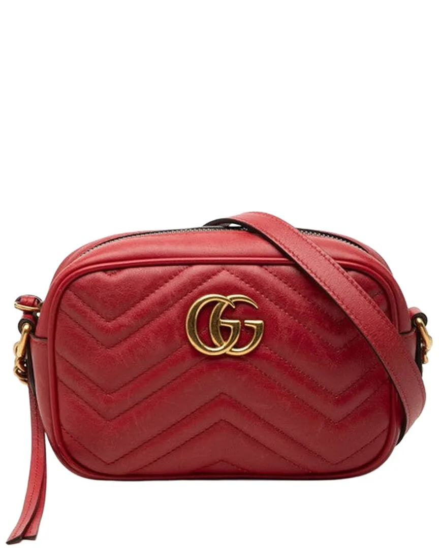 Red Gg Marmont Quilted Chain Shoulder Bag (authentic Pre-Loved) by Gucci