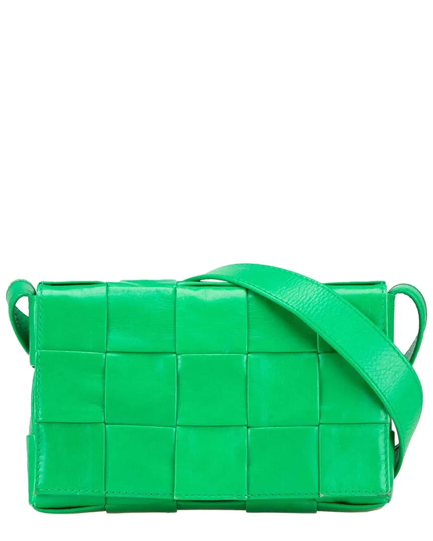 Green Maxi Intrecciato Leather Cassette Crossbody (authentic Pre-Loved) by Bottega Veneta