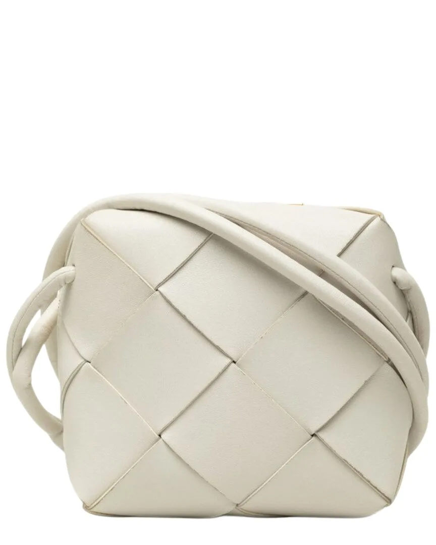 White Maxi Intrecciato Leather Crossbody (authentic Pre-Loved) by Bottega Veneta