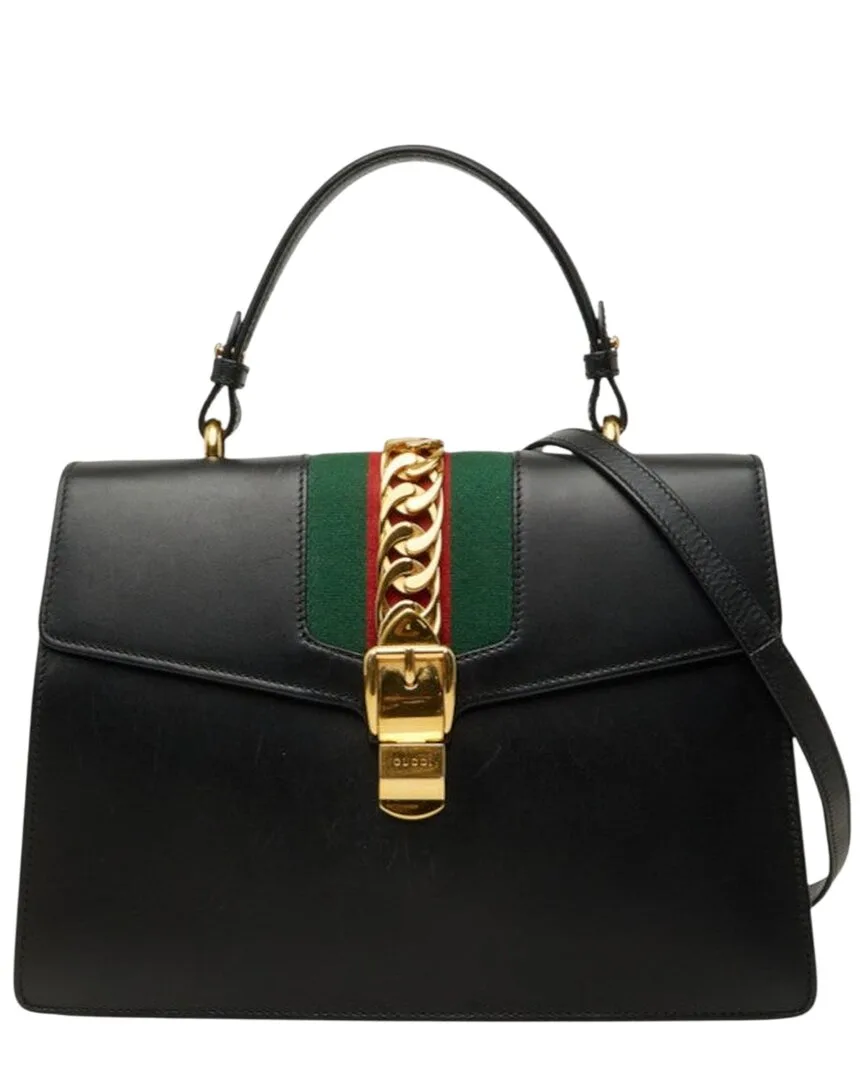 Black Sylvie 2-Way Handbag (authentic Pre-Loved) by Gucci