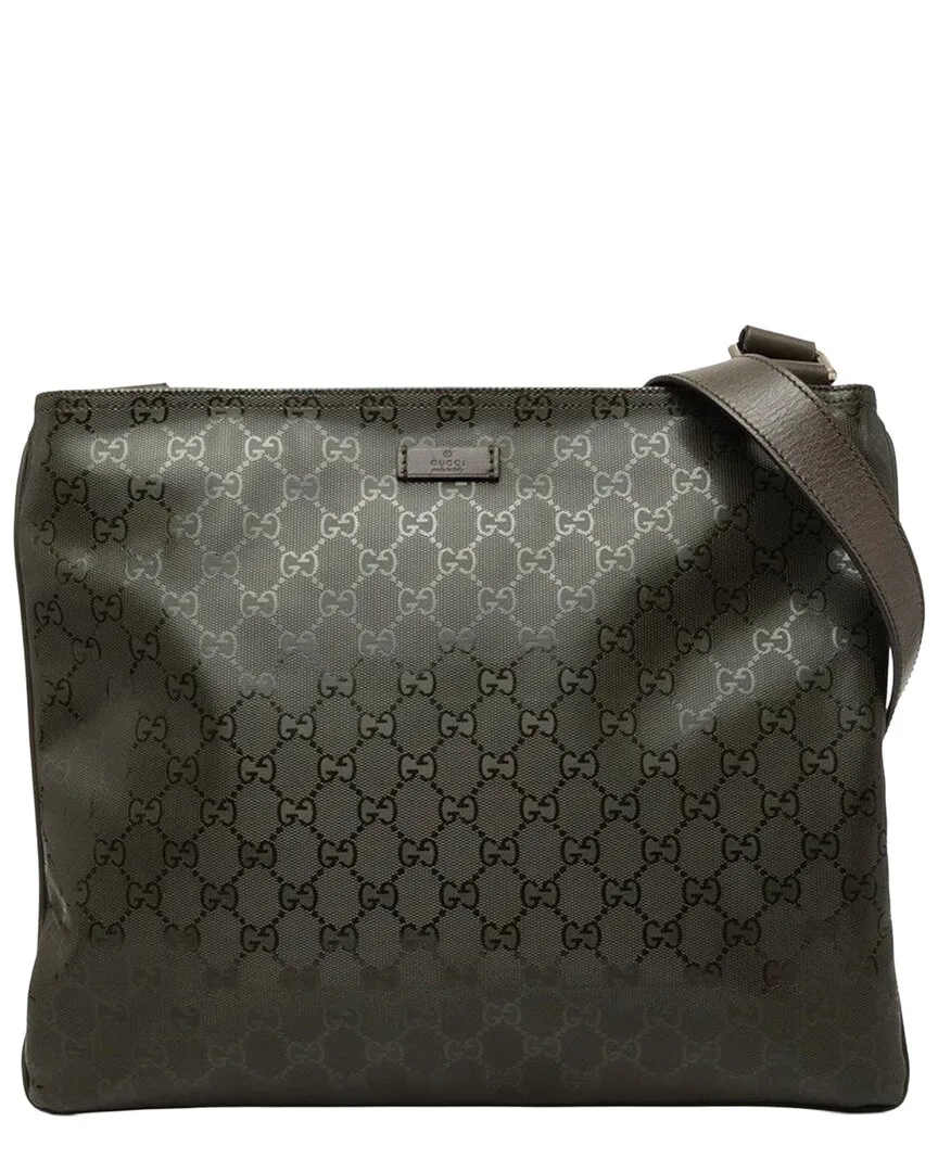 Green Faux Leather Gg Imprime Crossbody (authentic Pre-Loved) by Gucci