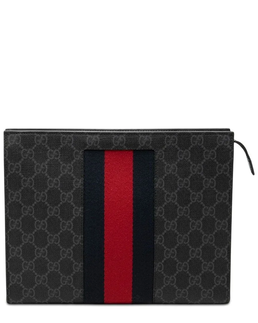Black Gg Supreme Canvas Clutch (authentic Pre-Loved) by Gucci