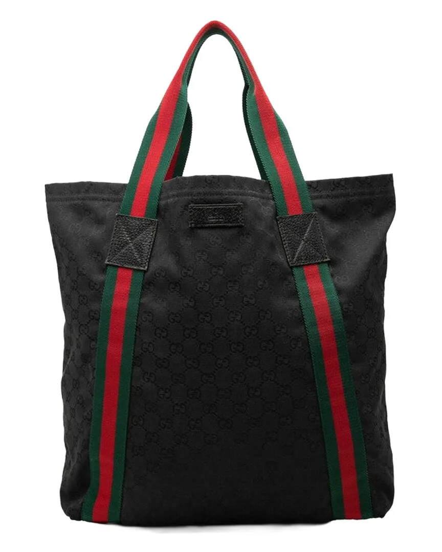 Black Gg Canvas Shelly Line Tote (authentic Pre-Loved) by Gucci
