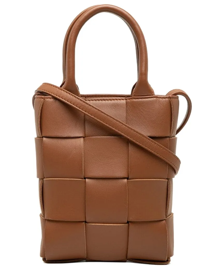 Brown Maxi Intrecciato Leather Mini Tote 2-Way (authentic Pre-Loved) by Bottega Veneta