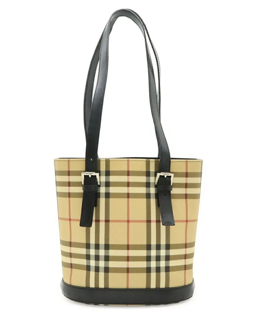 Beige Coated Canvas Nova Check Bucket Tote (authentic Pre-Loved) by Burberry