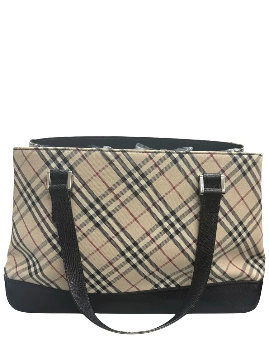 Beige Canvas Nova Check Tote (authentic Pre-Loved) by Burberry