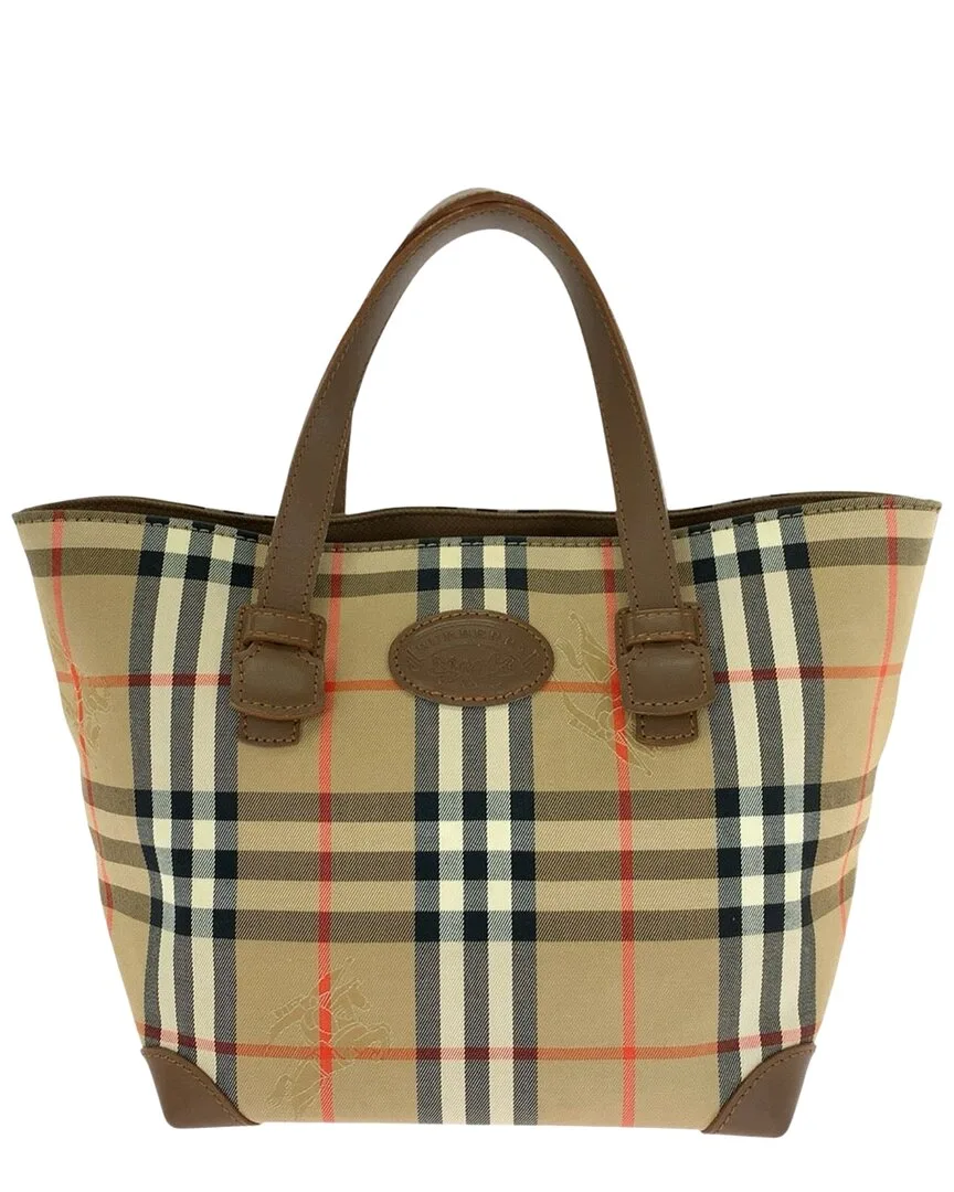 Beige Check Canvas Tote (authentic Pre-Loved) by Burberry