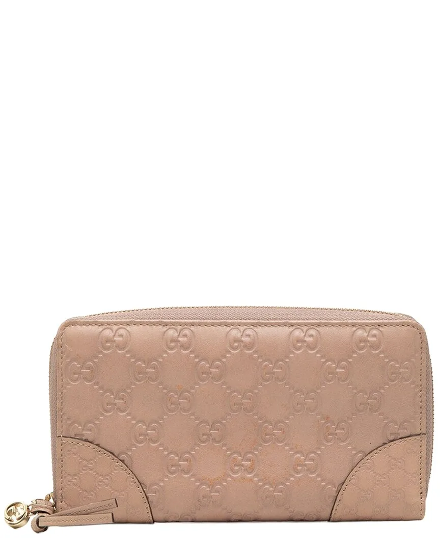 Beige Guccissima Leather Zip Around Long Wallet (authentic Pre-Loved)