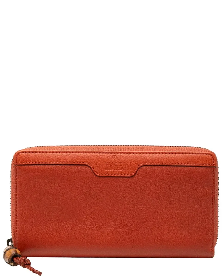 Orange Bamboo Round Zip Long Wallet (authentic Pre-Loved) by Gucci