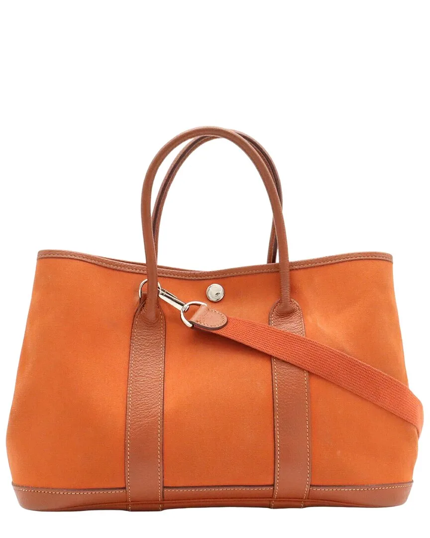 Orange Canvas Garden Party Tpm Tote (authentic Pre-Loved) by Herms