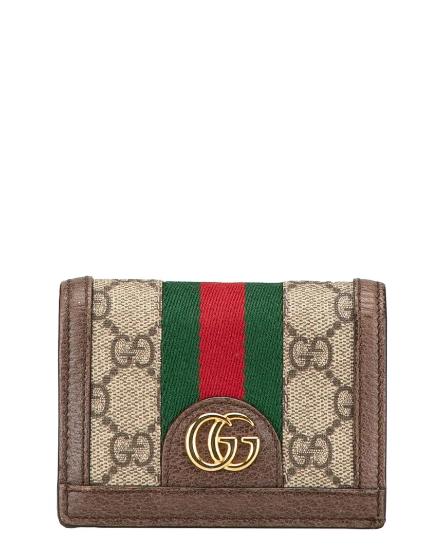 Beige Gg Supreme Canvas Ophidia Compact Bifold Wallet (authentic Pre-Loved)