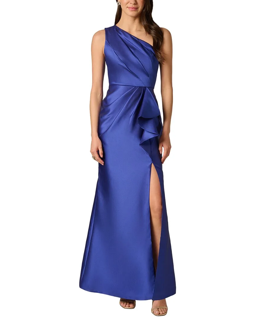 One Shoulder Solid Maxi Dress by Adrianna Papell