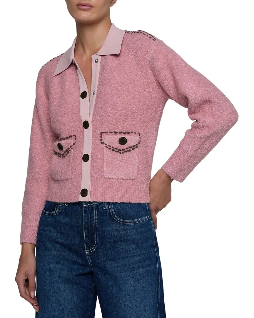 Poetry Stitch Detail Crop Wool-Blend Cardigan by L'AGENCE