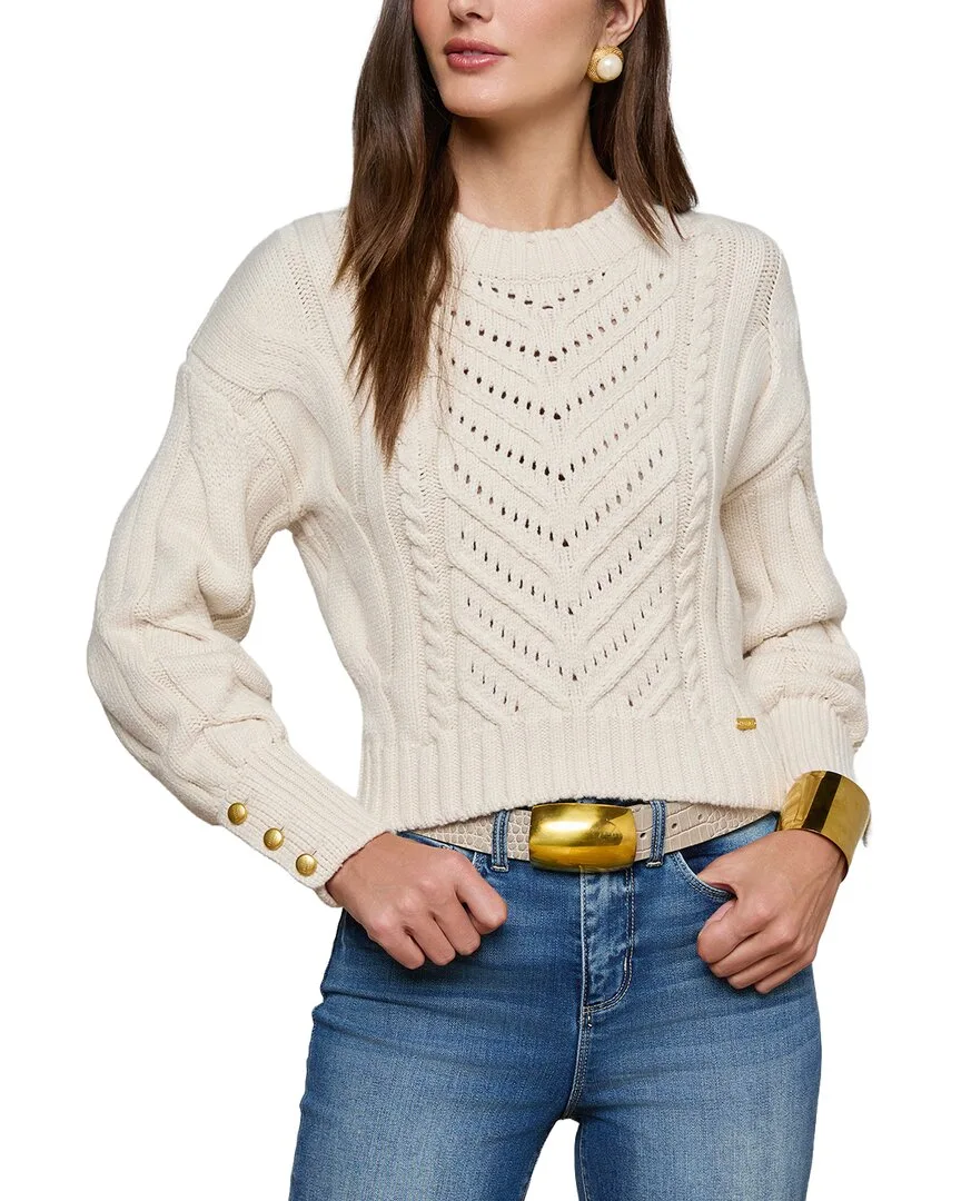 Storm Boxy Crop Cable Pullover by L'AGENCE