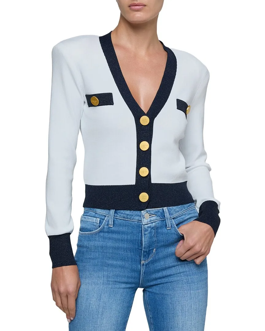 Taya Cropped V-Neck Cardigan by L'AGENCE