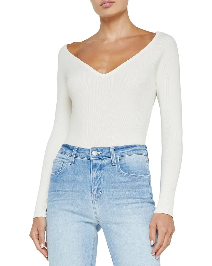 Winona Wide V-Neck Bodysuit by L'AGENCE