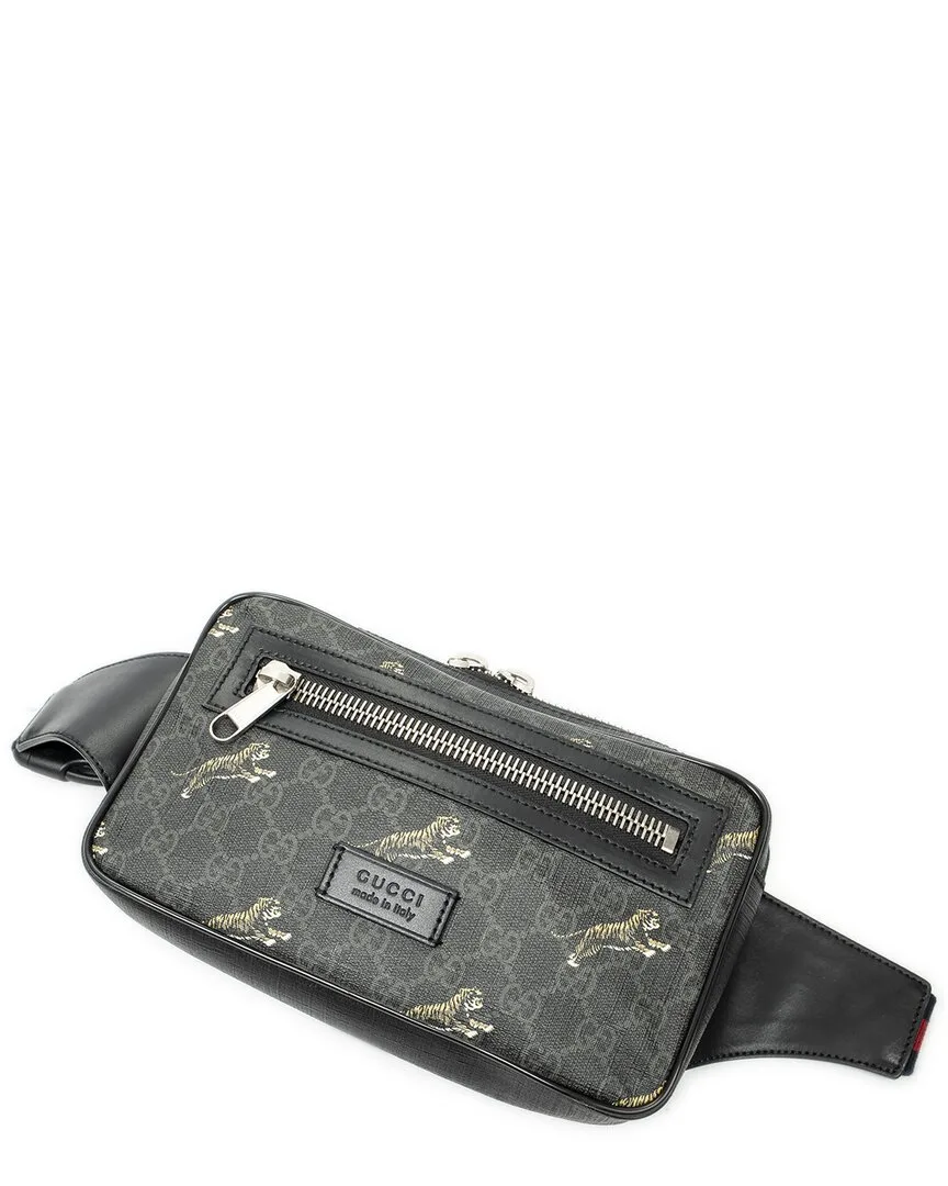 Black Tiger Print Supreme Coated Canvas Web GG Waist Bag (authentic Pre-Loved) by Gucci