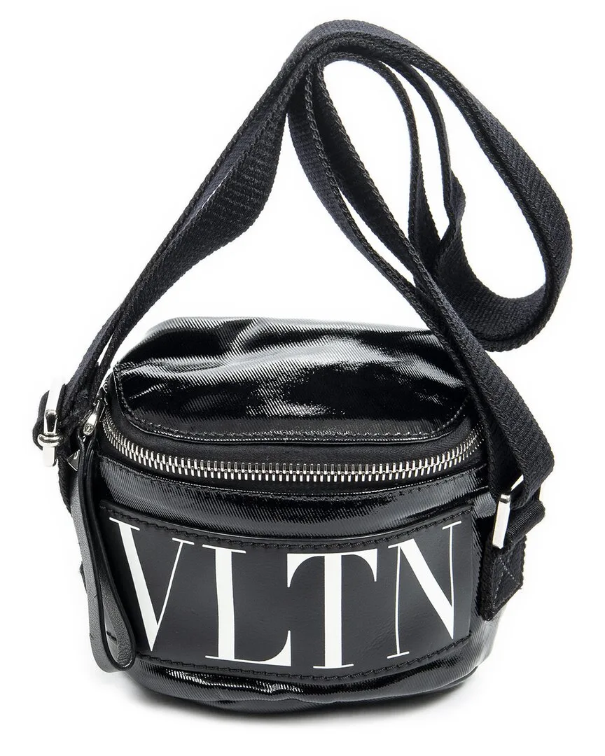 Black Textured Patent Leather VLTN Bum Bag (authentic Pre-Loved) by Valentino