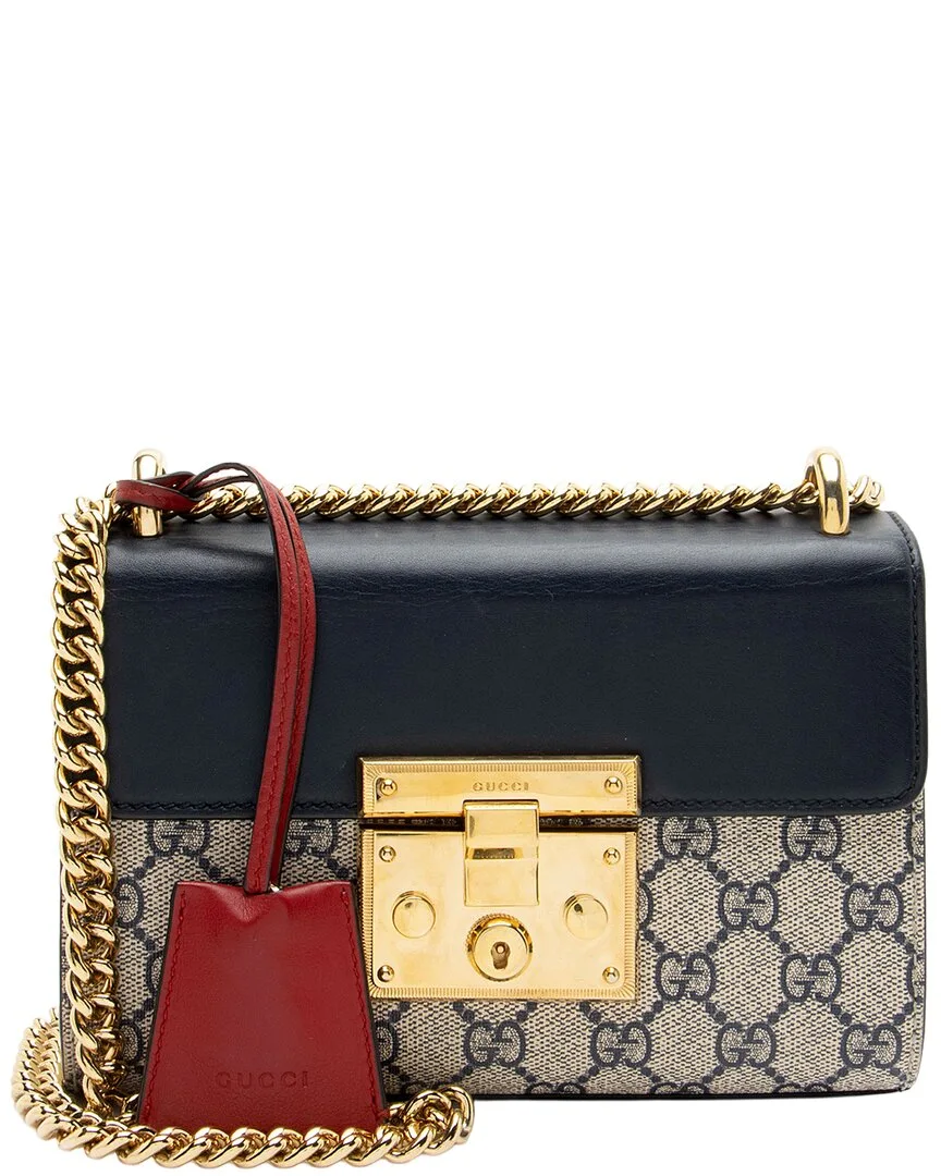 Blue GG Supreme Coated Canvas & Leather Padlock Small Shoulder Bag (authentic Pre-Loved) by Gucci