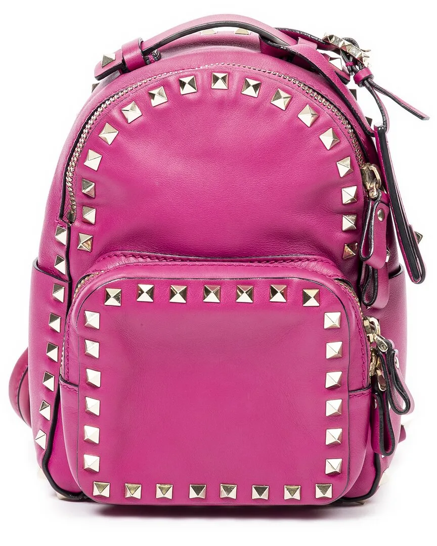 Fuchsia Studded Calfskin Leather Mini Stud Backpack (authentic Pre-Loved) by Valentino