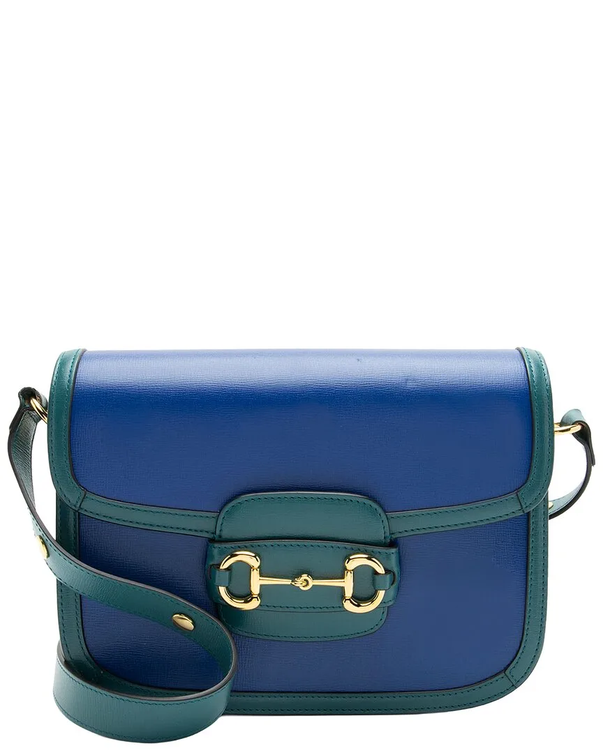 Blue & Green Calfskin Leather Horsebit 1955 Medium Shoulder Bag (authentic Pre-Loved) by Gucci