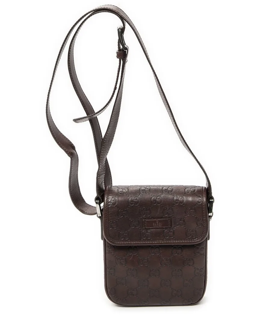 Dark Brown Guccissima Leather Mini Flap Crossbody (authentic Pre-Loved) by Gucci