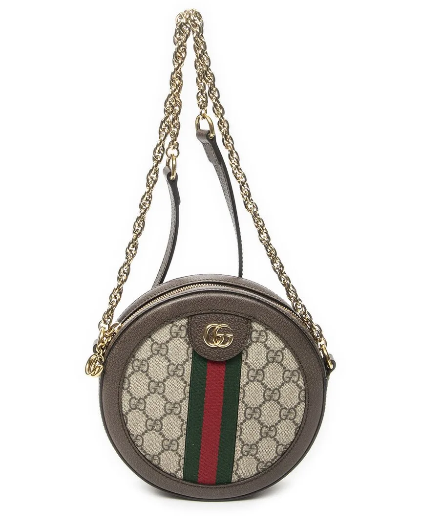 Beige & Brown Supreme Coated Canvas Mini Ophidia Round Crossbody (authentic Pre-Loved) by Gucci